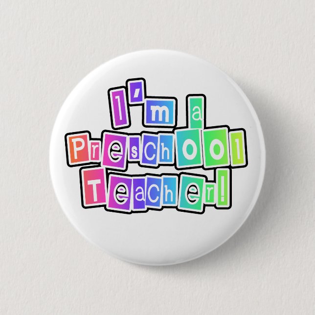 Bright Colours Preschool Teacher 6 Cm Round Badge (Front)