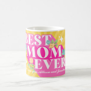  Bright Colours Retro Typography Best Mum Ever Coffee Mug