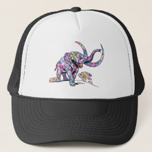 Bright Colours Vintage Elephant Illustration Trucker Hat