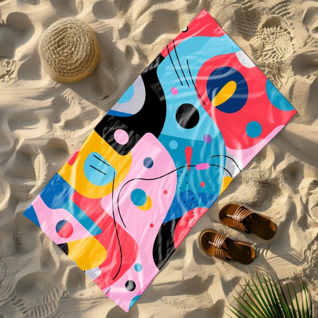 Bright colours whimsical shapes modern geometric beach towel (Creator Uploaded)