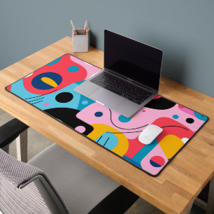 Bright colours whimsical shapes modern geometric desk mat