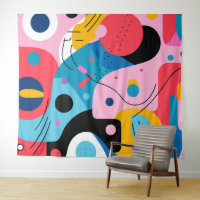 Bright colours whimsical shapes modern geometric