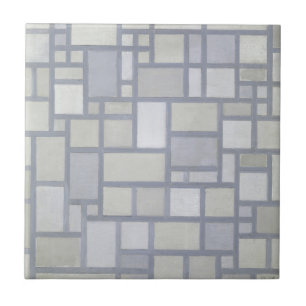 Bright Colours with Grey Lines Abstract Painting Tile