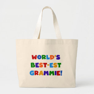 Bright Colours World's Best-est Grammie Gifts Large Tote Bag