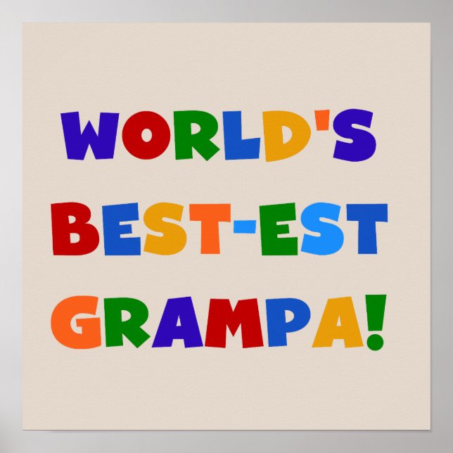 Bright Colours World's Best-est Grampa Gifts Poster (Front)