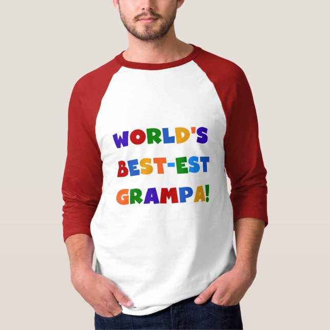 Bright Colours World's Best-est Grampa Gifts T-Shirt (Front)