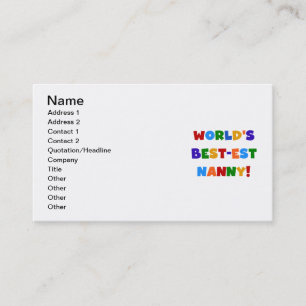 Bright Colours World's Best-est Nanny Gifts Business Card