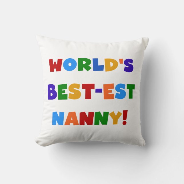 Bright Colours World's Best-est Nanny Gifts Cushion (Front)
