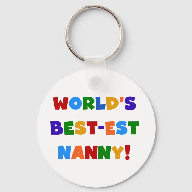 Bright Colours World's Best-est Nanny Gifts Key Ring (Front)