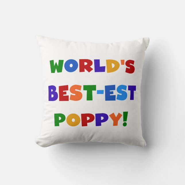 Bright Colours World's Best-est Poppy Gifts Cushion (Front)