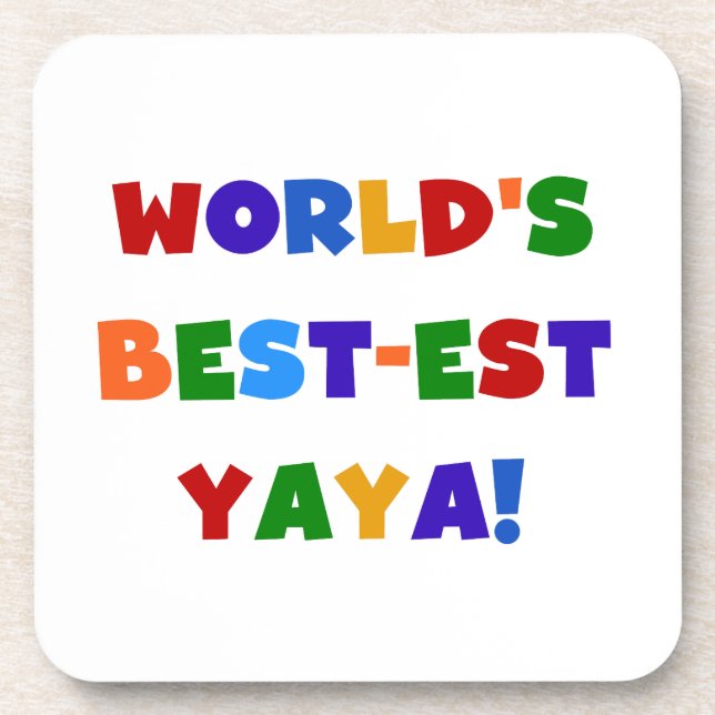 Bright Colours World's Best-est Yaya Gifts Coaster (Front)