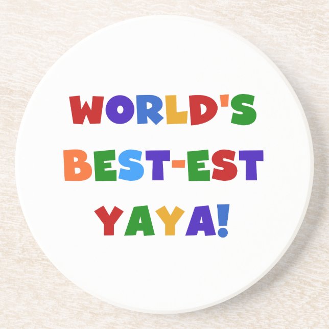 Bright Colours World's Best-est Yaya Gifts Coaster (Front)