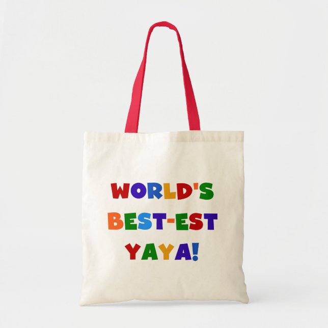 Bright Colours World's Best-est Yaya Gifts Tote Bag (Front)