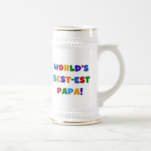 Bright Colours World's Best Papa Tshirts and Gifts Beer Stein