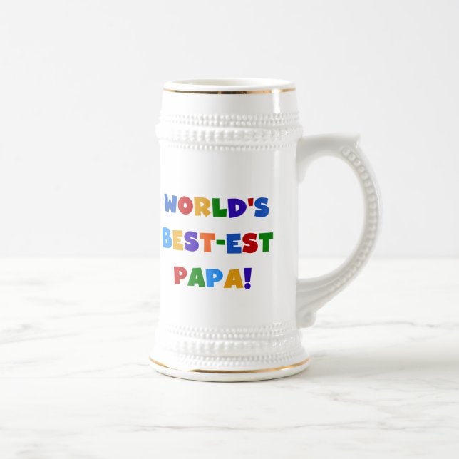 Bright Colours World's Best Papa Tshirts and Gifts Beer Stein (Right)