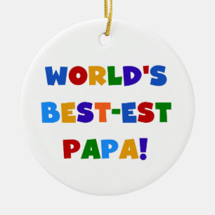 Bright Colours World's Best Papa Tshirts and Gifts Ceramic Tree Decoration