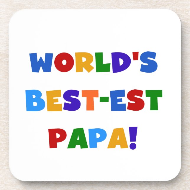 Bright Colours World's Best Papa Tshirts and Gifts Coaster (Front)