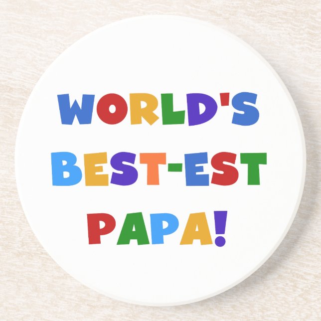 Bright Colours World's Best Papa Tshirts and Gifts Coaster (Front)