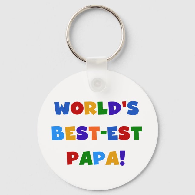 Bright Colours World's Best Papa Tshirts and Gifts Key Ring (Front)