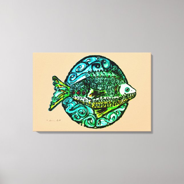 Bright contemporary Friendly Fish fine art print (Front)