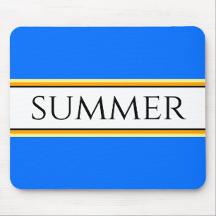 Bright Cool Nautical Blue White SUMMER Stripes   Mouse Pad