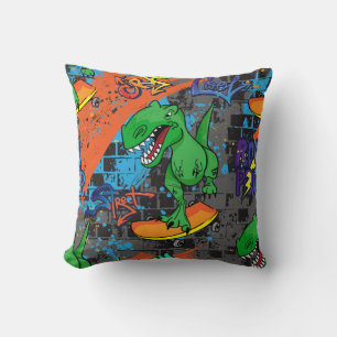Bright cool seamless pattern with dinosaur on a sk cushion