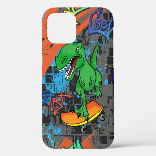 Bright cool seamless pattern with dinosaur on a sk iPhone 12 case