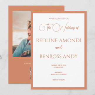 Bright Copper Elegant Modern Calligraphy Wedding Invitation