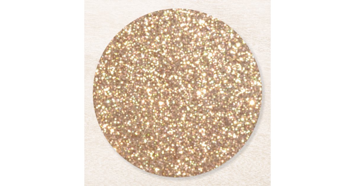 Bright Copper Glitter Sparkles Round Paper Coaster