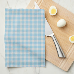 Bright Cornflower Blue Gingham Check Tea Towel