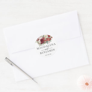 Bright Crimson Red Burgundy Flowers Envelope Seals