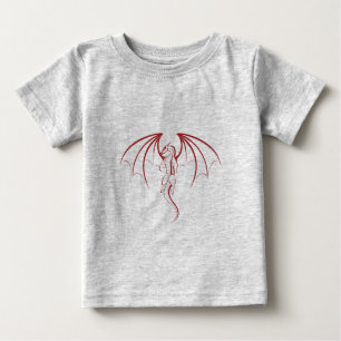 Bright Crimson Red Mythical Dragon Emblem Baby T-Shirt