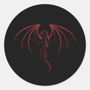 Bright Crimson Red Mythical Dragon Emblem Classic Round Sticker