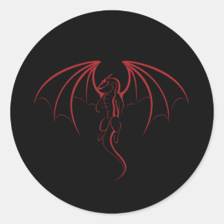 Bright Crimson Red Mythical Dragon Emblem Classic Round Sticker