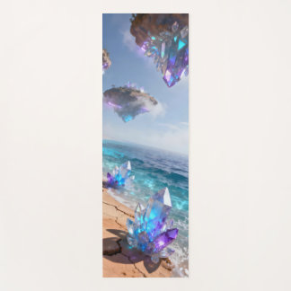 bright crystalline ocean on the cracked desert yoga mat