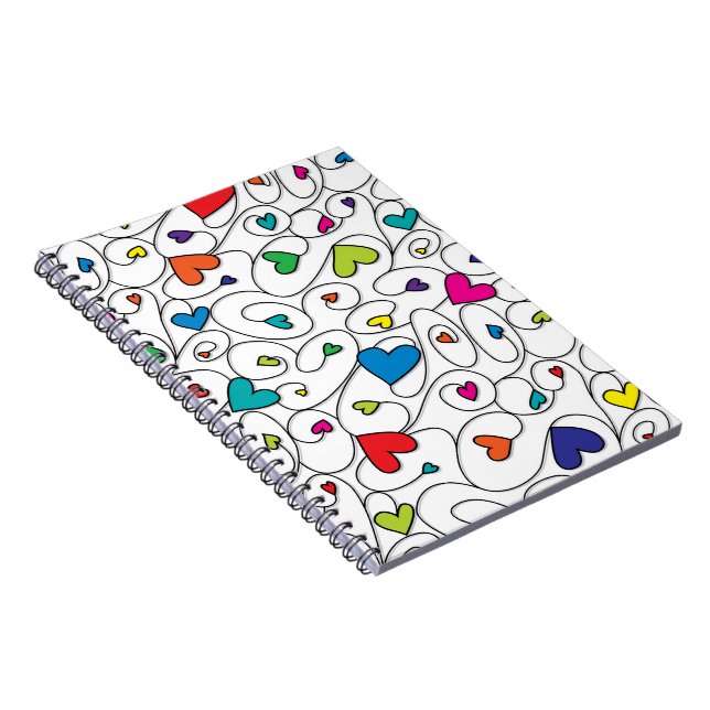 Bright curly hearts spiral notebook (Right Side)