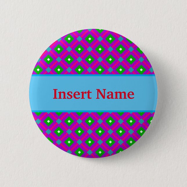 Bright Customised Name Pin Button (Front)