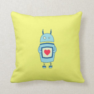 Bright Cute Clumsy Robot With Heart Cushion