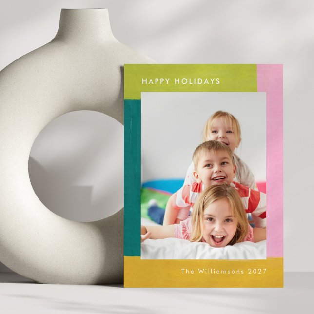 Bright Cute Colourful Christmas Family Photo Holiday Card (Creator Uploaded)