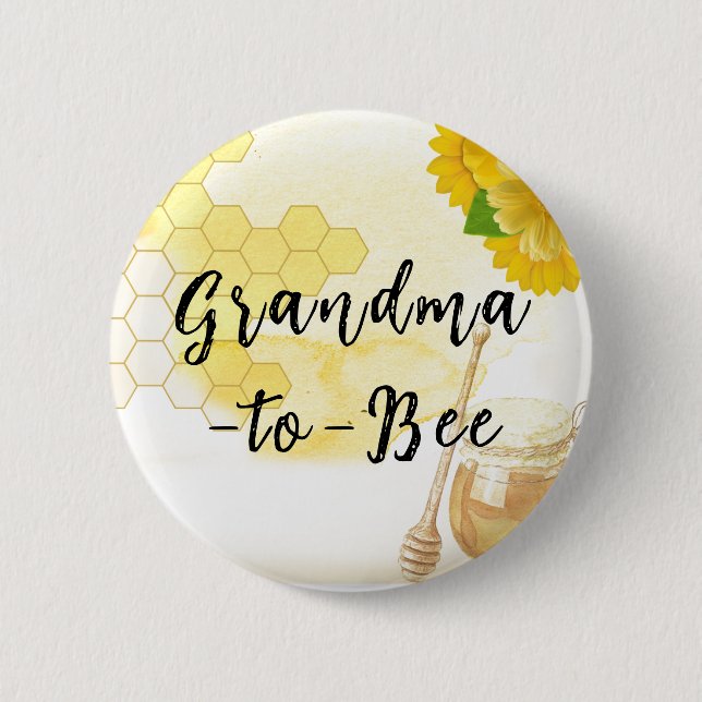 Bright Cute Honey with Greenery and Yellow Flowers 6 Cm Round Badge (Front)