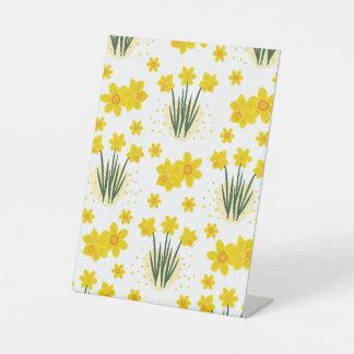 Bright daffodils, seamless pattern pedestal sign