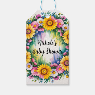 Bright Daisies and Wildflowers Girl Baby Shower Gift Tags