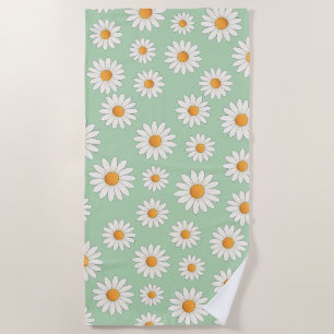 Bright Daisy Pattern – Floral Summer Accessory -  Beach Towel