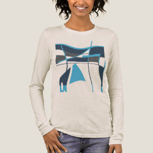 Bright & Dark Slate Blue Swirling Shapes Motif Tri-Blend Shirt