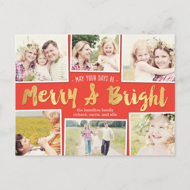 Bright Days Editable Colour Collage Holiday Card (Front)
