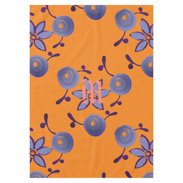 Bright Decorative Big Floral Pattern Tablecloth (Front)