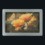 Bright Deep Yellow Flowers with Butterfly Belt Buckle<br><div class="desc">Awesome nature photograph of pretty bright flowers with a single butterfly</div>