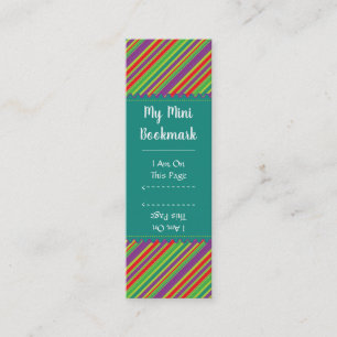 Bright Diagonal Stripe Pattern Mini Page Marker Mini Business Card