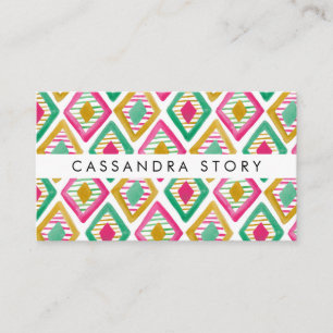 Bright Diamonds Watercolor Modern Pattern Business Card