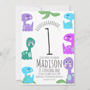 Bright Dinosaurs Birthday Invitation